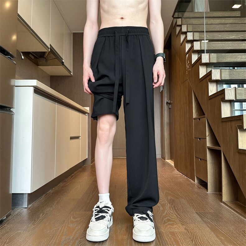 2024夏季新款内景大码港风垂感冰丝裤M-5XHK24543-P40,男装休闲裤,电商A022