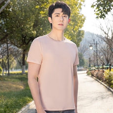 新款液氨纯棉男士圆领休闲简约百搭舒适短袖，男装T恤，元素羊绒