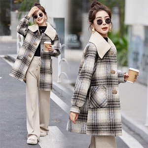 现货小香风双层活领保暖外套冬季新款女装时尚气质通勒小个子大衣图片