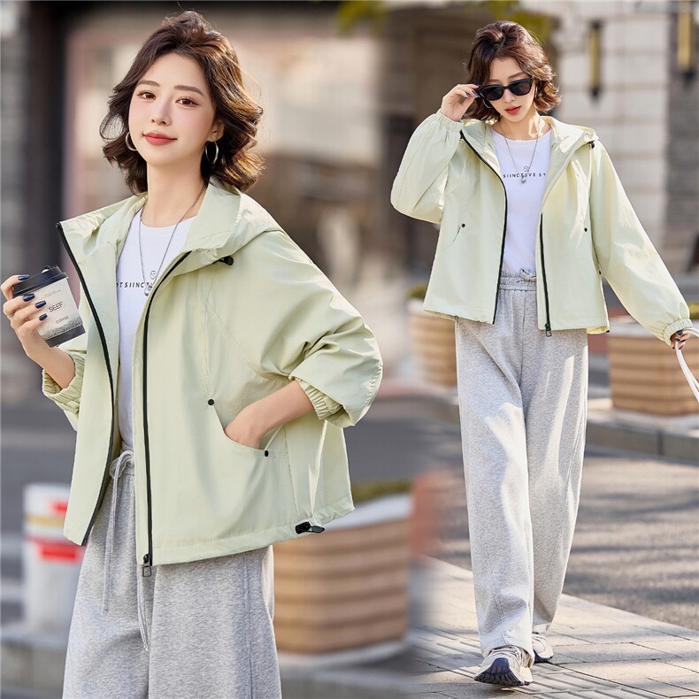 小个子短外套女2026年春季休闲风女士短款25-29周岁连帽,女装短外套,悦祺