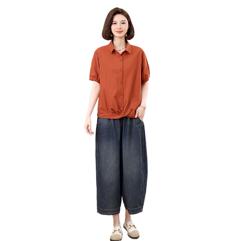 叶笙衣套装2521-125衬衣领上衣阔腿裤套装,女装套装/套裙,叶笙衣