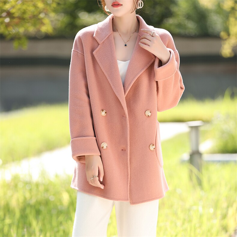 2025年秋冬新款双面大衣女纯手工西装式高端羊绒外套，女装双面呢大衣，豪顺羊绒