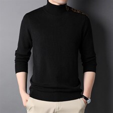 秋冬季可翻高领毛衣男士潮流休闲针织衫男毛线衣男装GR6609-P95图片