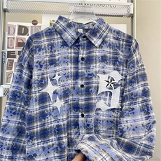 美式潮格子刺绣衬衫男女ins日系HC77P40，男装衬衫，星座1116-2