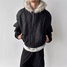 皮毛一体廓形座山雕大毛领棉服男宽松设计感美拉德外套潮，男装夹克，星座506A