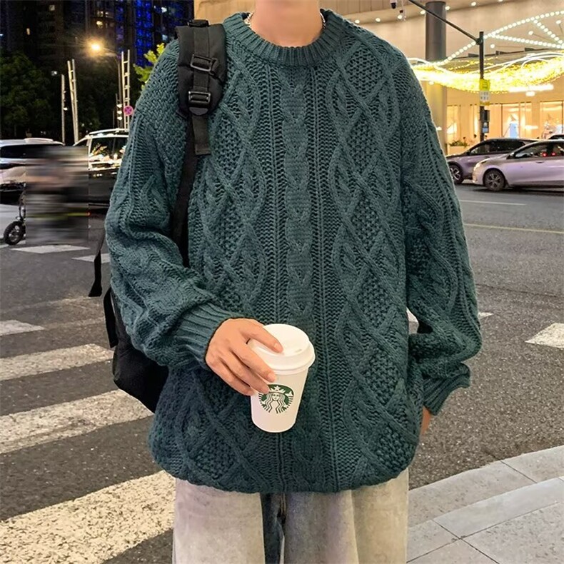 秋冬提花毛衣男圆领套头日系复古宽松学生美式保暖针织衫MY274,男装针织衫/毛衣,星座1116A-1（原606A）