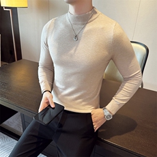 12色纯色毛衣打底衫男秋冬内搭半高领修身针织衫M602特p35，男装针织衫/毛衣，电商D303