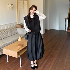 26春新款-优雅休闲宽松减龄马甲花苞裙套装2622-P170K278，女装套装/套裙，2B190