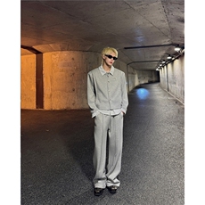 25秋冬男士条纹拼接假两件垫肩卫衣运动套装TZ23-衣服p88裤子p68，男装休闲套装，电商B288