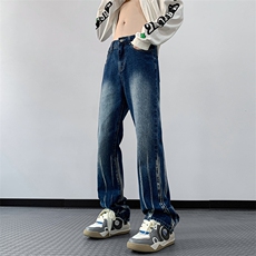 秋季美式ins高街hiphop微喇扎染牛仔裤货号K2313P55控78，男装牛仔裤，电商A063