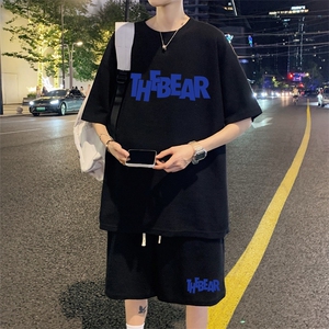 ！2023夏季男士华夫格短袖T恤套装学生一套衣服HTZ11P50图片