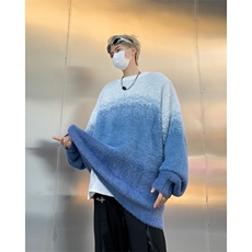 秋冬加厚毛衣男韩版潮流宽松渐变针织衫冬季ins港风慵懒线衣外套，男装针织衫/毛衣，星座410-7
