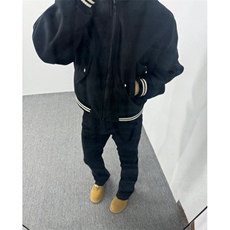 美式vibe风重磅毛呢短款棒球服外套cleanfit拉链飞行夹克男女，男装夹克，星座601-1