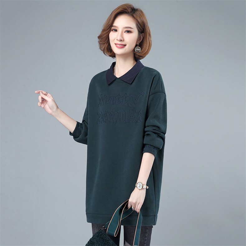 2021年冬季新款韩版加厚加厚卫衣女中长款小个子假两件上衣服女棉,女装卫衣/绒衫,简韵佳