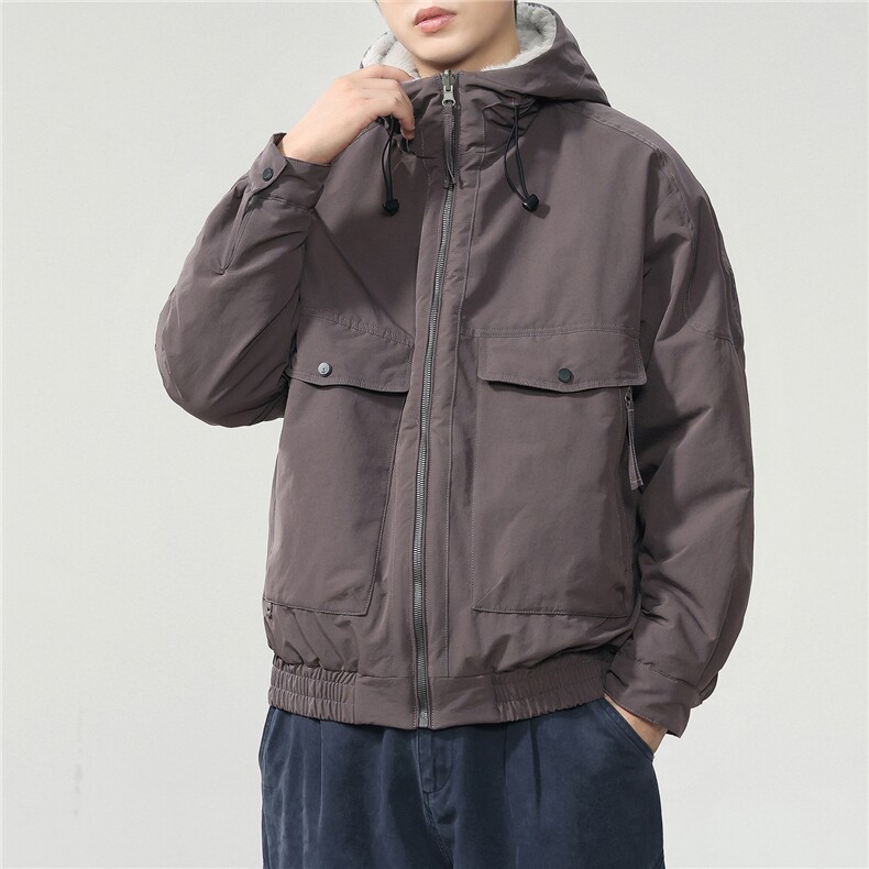 2025秋冬季双面穿毛绒工装棉服男潮牌宽松百搭加厚上衣服,男装棉衣,电商D215
