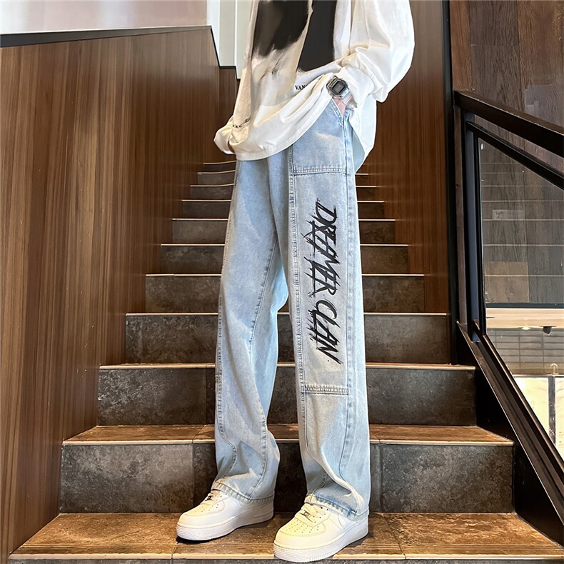 k1061-p55-控78M-5XL拼接印花港风高阶黑暗牛仔，男装牛仔裤，星座116