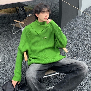 小众金属感针织高领毛衣双领设计高级针织衫男简约上衣T910-P78图片