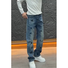 【008】刺绣牛仔裤男新款宽松阔腿直筒裤休闲裤A079-N352-P54，男装牛仔裤，电商A079