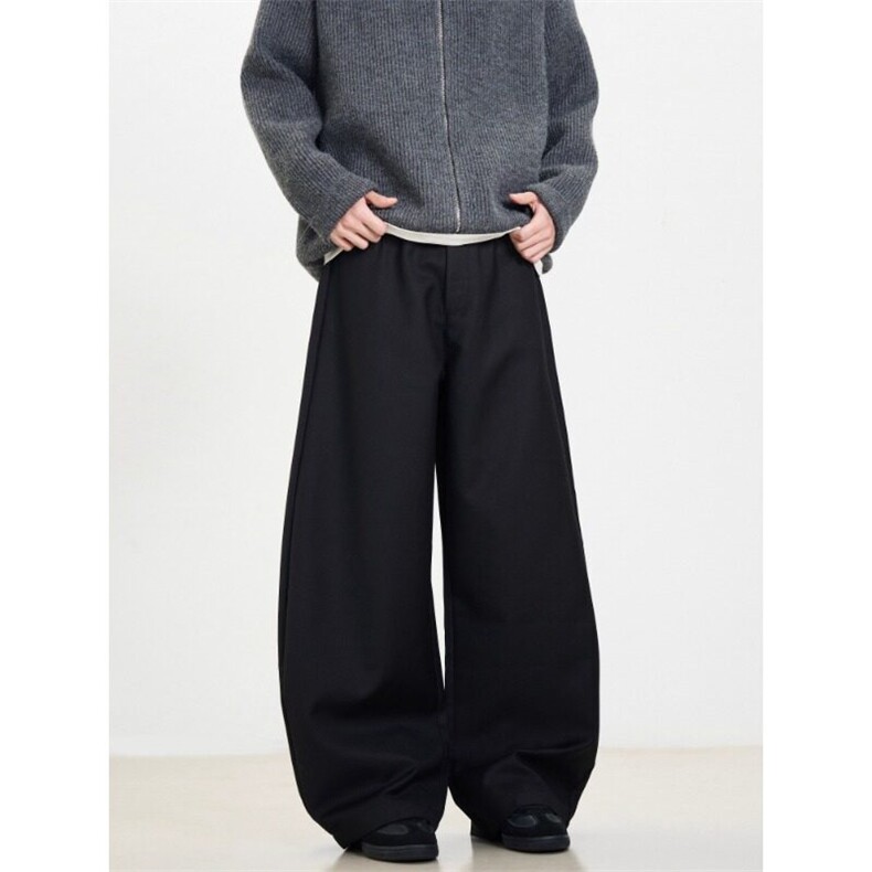 西裤面料裤头半松紧加包边垂坠黑色弯刀西裤（网图）现货K001-P38,男装休闲裤,星座512-2