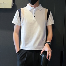 社会小伙夏季男休闲短袖POLO衫撞色修身翻领T恤A319-P55控78，男装T恤，星座210-3