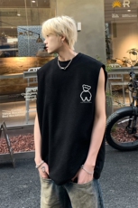 华夫格背心直播高品质重磅220克小熊印花HB779-P25控38，男装背心/马甲，星座508（原C305）