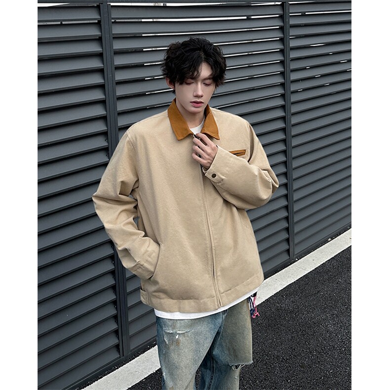 8XL-M春季水洗帆布短款夹克男生vintage美式复古工装外套JK003P98,男装夹克,电商B312