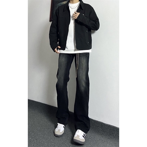 秋季美式ins高街hiphop重工艺水洗微喇复古蓝牛仔裤货号K2320P55图片