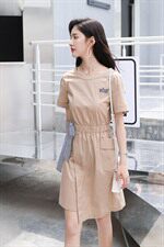 2021夏季连衣裙流行装仙的裙子松紧腰拼接连衣裙收腰显瘦中长裙，女装连衣裙，辉之琳