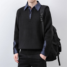 【直播】8643-P682025年秋季毛衣假两件POLO领男长袖针织衫，男装Polo衫，电商A113