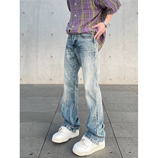 网络图现货！cleanfit毛边牛仔裤高街修身微喇拖地裤RS2379-P70，男装牛仔裤，星座1005-6