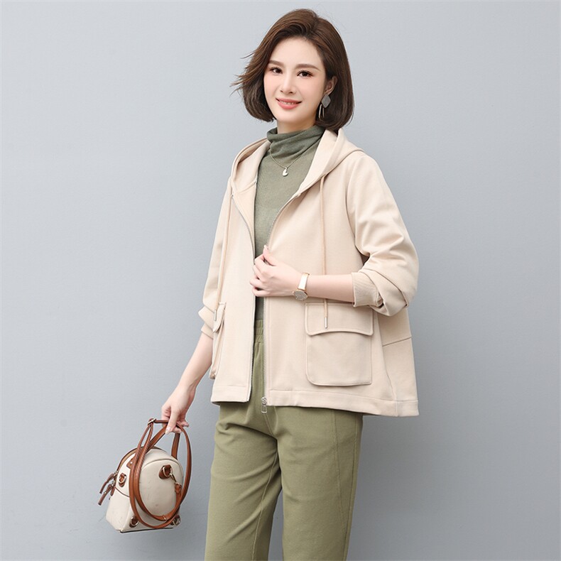 2023春季新款时尚休闲气质个性减龄拼接宽松休闲连帽外套,女装短外套,独衣靓