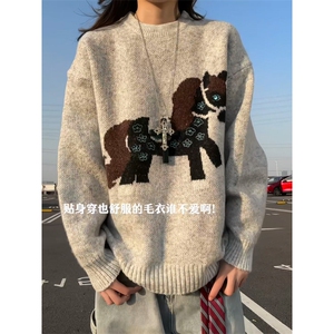 XZ809A/MM18/特P60    提花2026新年小马休闲宽松毛衣图片