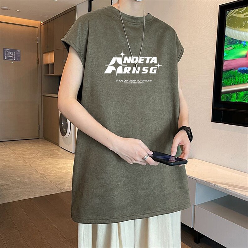 可设48小时发货支持抖音得物来样二开240克重磅美式麂皮绒背心t恤，男装背心/马甲，电商A486