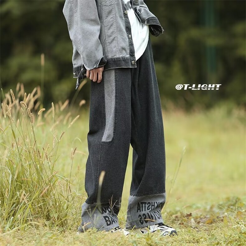 牛仔裤男秋季潮大码休闲裤子高街N407P43,男装牛仔裤,星座1116-2