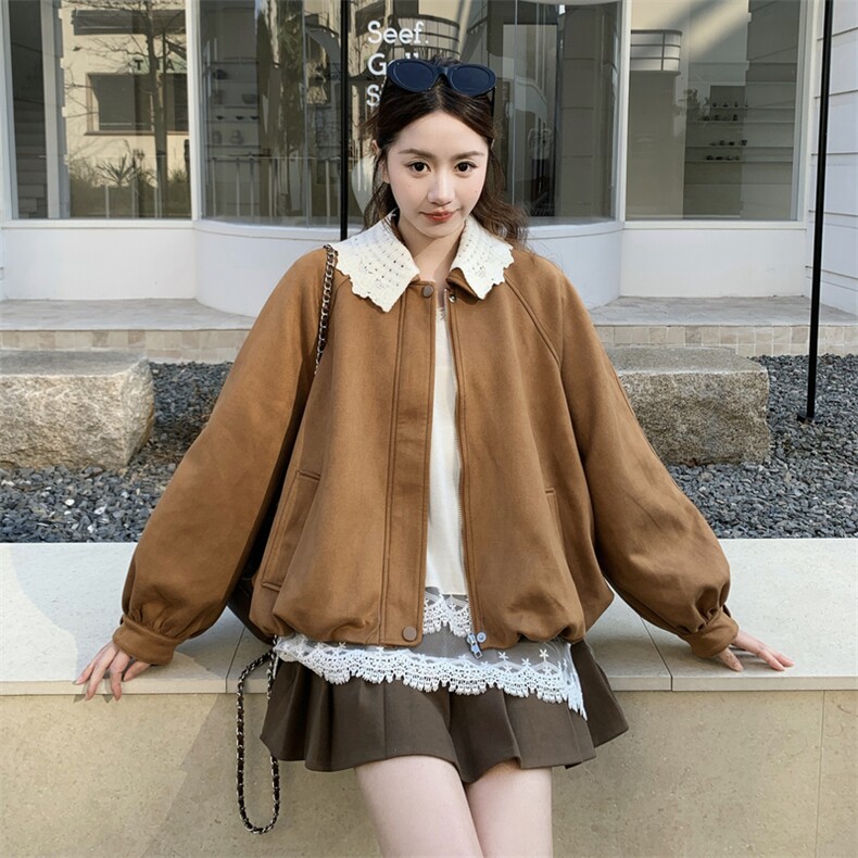 【新款2026春】焦糖泡芙花苞外套领子可拆卸088-9811-P155K248,女装短外套,2C088