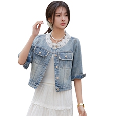 小香风气质复古蕾丝拼接牛仔短外套女2025春夏新款高端气牛仔衣，女装牛仔外套，跑量工厂店