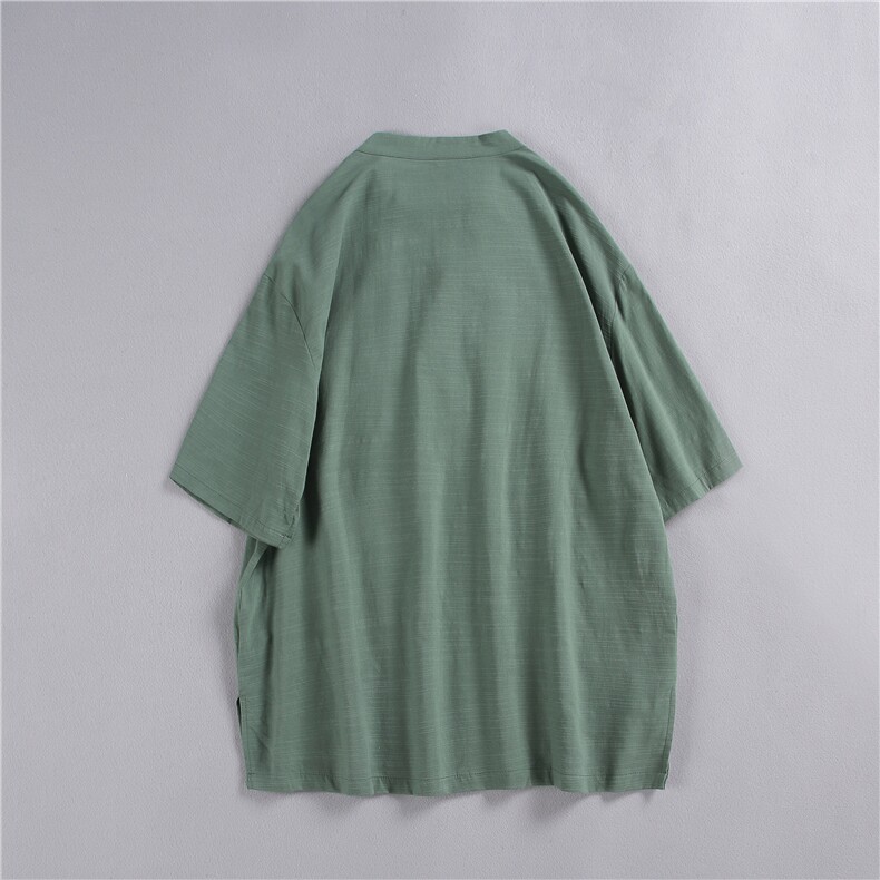 现货！松弛感休闲气质棉麻简约透气衬衫短袖-LK80045-特批35图片