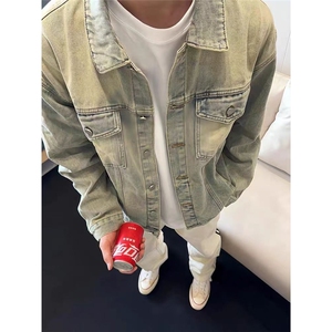 美式牛仔外套男女春秋季水洗牛仔衣设计感高街重工夹克WLJ944-P57图片