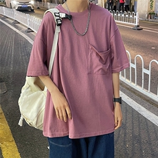 高街港风大口袋日系休闲情侣潮大码风短袖T恤DT748F30控48，男装T恤，星座227-7