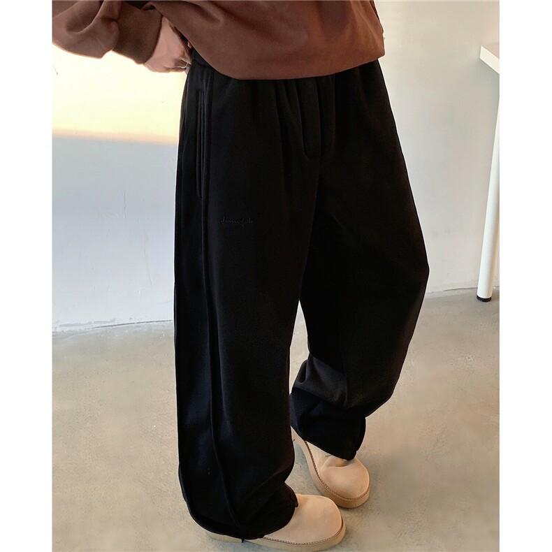 重磅加绒加厚阔腿弯刀裤立体曲折线男士香蕉裤直筒休闲裤D397 P68图片