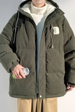 冬季青少年灯芯绒连帽棉衣潮牌羊羔毛加绒加厚棉服外套5305-P85，男装棉衣，电商B306