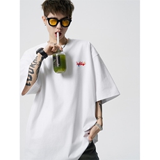 8XL-M高品质纯棉花卉刺绣短袖T恤男女款美式宽松凉感防晒TDX335，男装T恤，电商D206-1