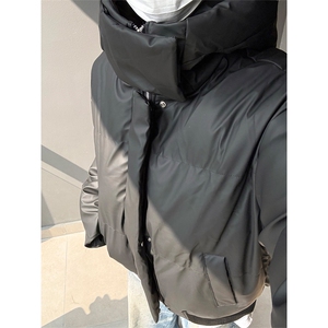 现货5W件冬季三防重磅boxy短款羽绒连帽PU皮棉衣外套防风加厚棉服图片