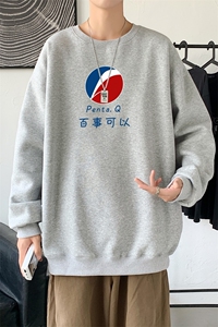 Y2462P38秋冬 圆领潮牌印花上衣打底衫直筒长袖卫衣 港风图片