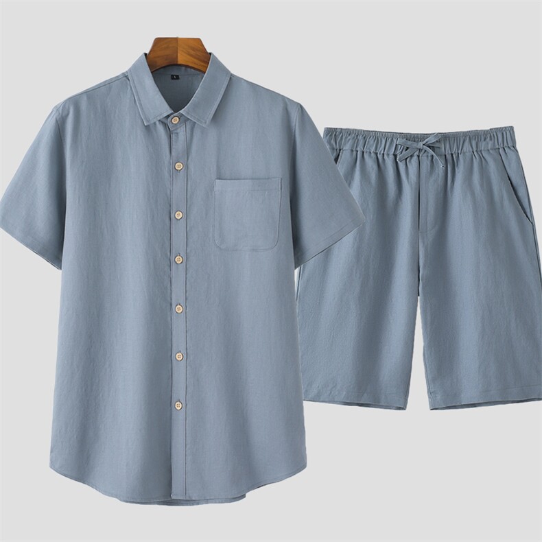 唐装男风亚麻套装夏季中老年人中式棉麻宽松爸爸太极服男装图片