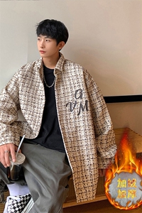 1港风小香风长袖衬衫男大码中性情侣潮衬衫男CCS8019P45加绒P55图片