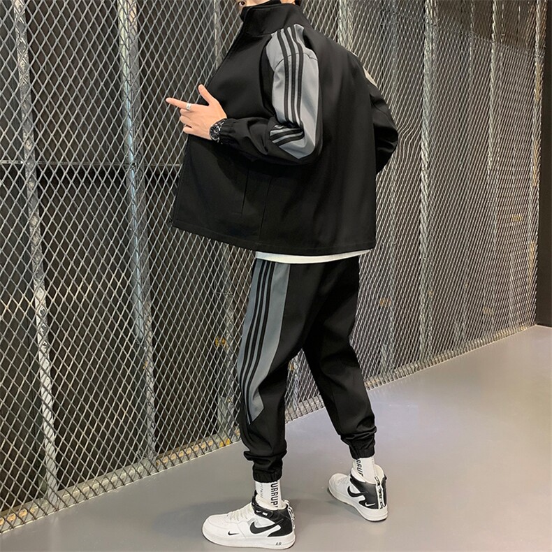 2021现货主推男士立领两件套休闲夹克运动套装D02,男装休闲套装,电商B226-2（原B217-2）