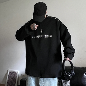 A062秋冬小众金属设计纽扣拉链圆领卫衣印花卫衣WY803-P70 控88图片