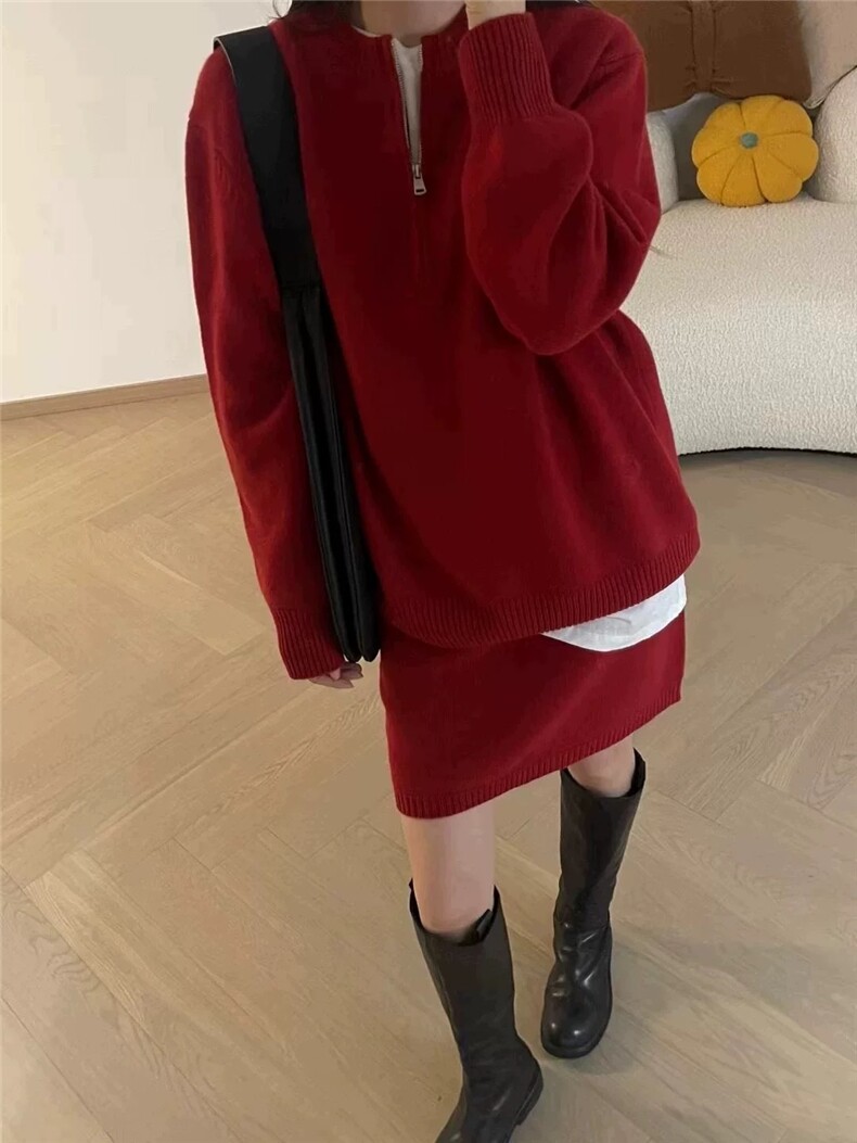 针织打底衫女2024秋装新款气质内搭气质套头毛衣两件套,女装套装/套裙,圣旺供货
