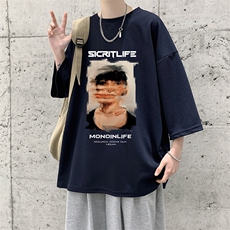 Q11213-P30春夏季七分袖t恤男大码五分袖男短袖中袖大皂风，男装T恤，电商A040